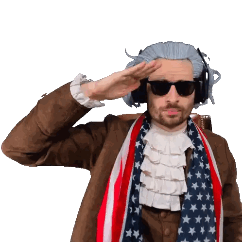 Man With Wig And Sunglasses Salutes Sticker
