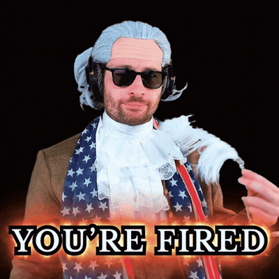 Man With Wig And Sunglasses Saying You Re Fired GIF