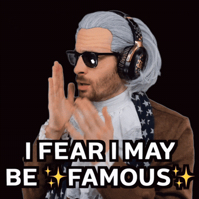Man With Wig And Sunglasses Says I Fear I May Be Famous GIF