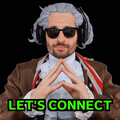 Man With Wig And Sunglasses Says Lets Connect GIF