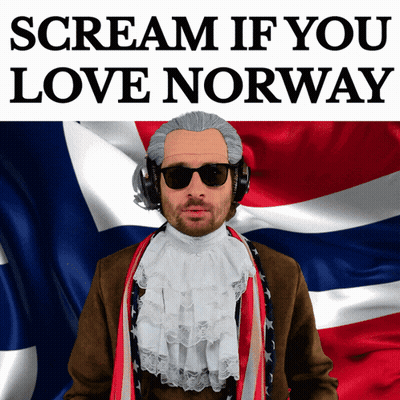 Man With Wig And Sunglasses Sings Norway Scream GIF
