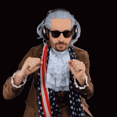 Man With Wig Sunglasses And American Flag Scarf GIF