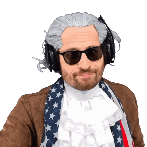 Man With Wig Sunglasses And Headphones Sticker