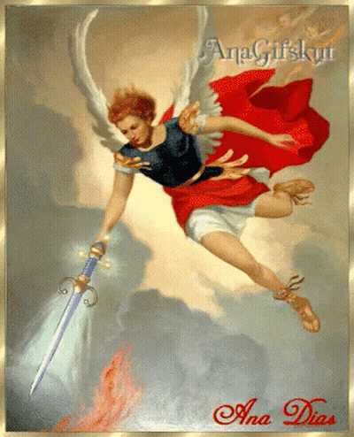Man With Wings Holding Sword By Ana Dias GIF