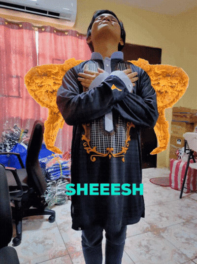 Man With Wings Wearing Sheesh Shirt GIF