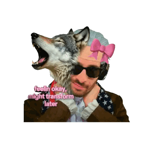 Man With Wolf Head Feeling Okay Sticker