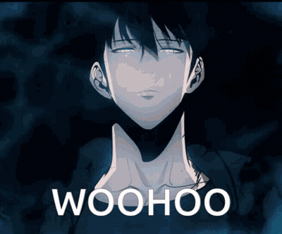 Man With Woohoo Text GIF