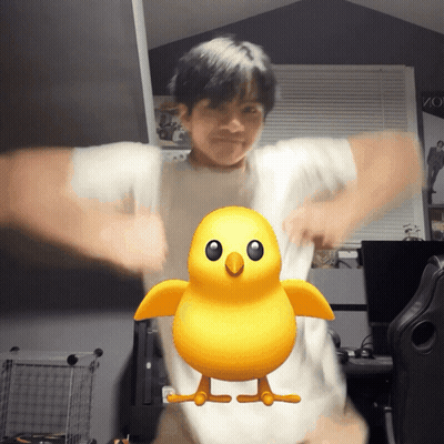 Man With Yellow Chick On Shirt GIF