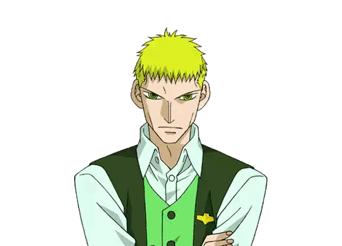 Man With Yellow Hair And Green Vest Sticker