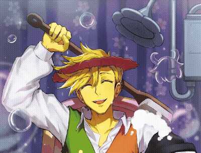 Man With Yellow Hair Holding Flower Shower Head GIF