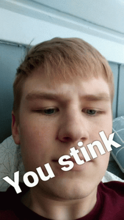 Man With You Stink Text GIF
