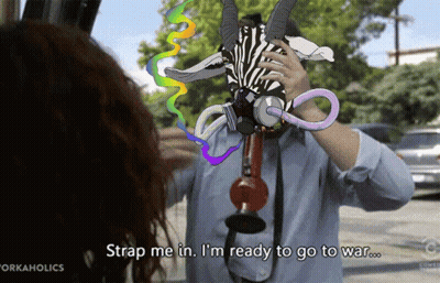 Man With Zebra Mask Says Strap Me In Ready To Go To War GIF