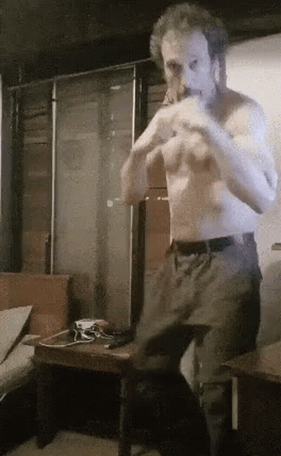 Man Without Shirt Arms Outstretched GIF