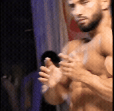 Man Without Shirt Clapping GIF
