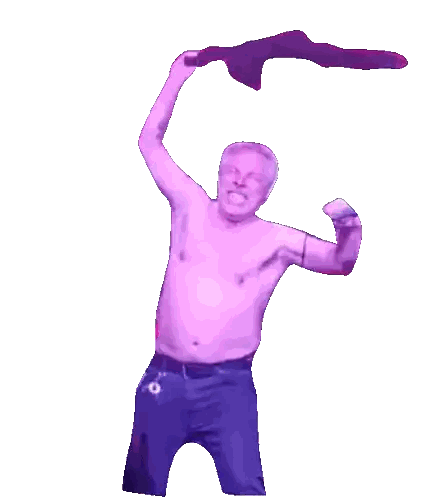 Man Without Shirt Holding Blue Object Sticker