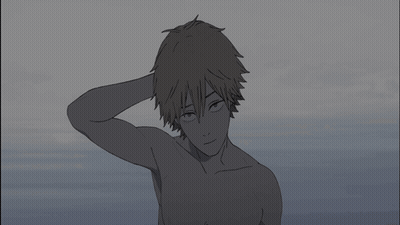 Man Without Shirt Holding Hand To Head GIF