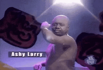 Man Without Shirt Holding Purple Object Ashy Larry GIF