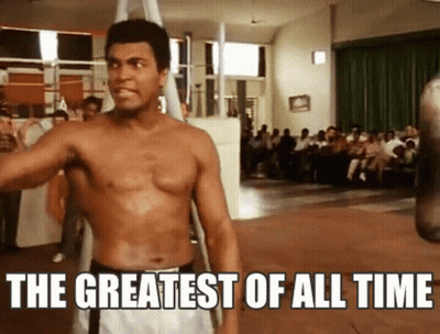 Man Without Shirt In Boxing Ring Saying The Greatest Of All Time GIF