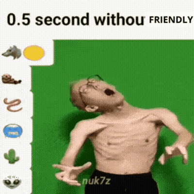 Man Without Shirt In Front Of Green Screen Saying 0.5 Second Without Friendly GIF