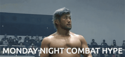 Man Without Shirt In Front Of Monday Night Combat Hype Poster GIF