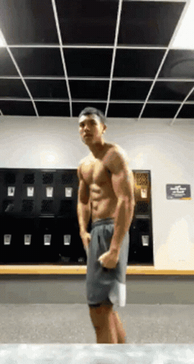 Man Without Shirt In Gym GIF