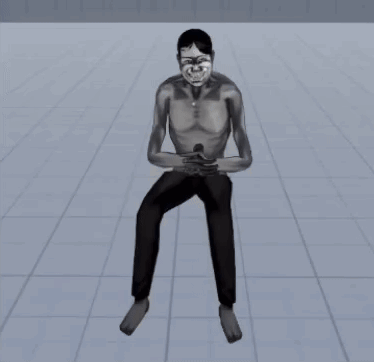 Man Without Shirt Sitting On Floor GIF