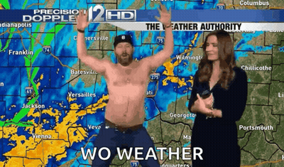 Man Without Shirt Standing In Front Of Map Saying Wo Weather GIF