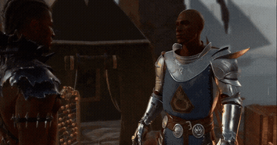 Man Without Shirt Standing Next To Another Man GIF