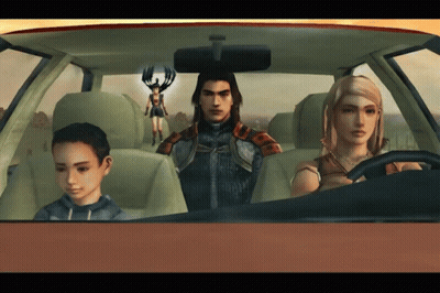 Man, Woman And Boy In Car Backseat GIF