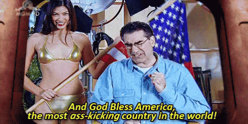 Man Woman Saying God Bless America Ass Kicking GIF