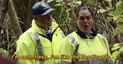 Man Woman Yellow Jackets Saying I'm Relentless GIF