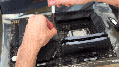 Man Working On Motherboard With Corsair RAM GIF