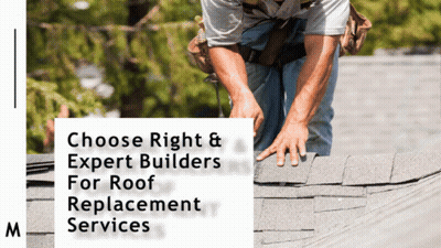 Man Working On Roof Choose Right Expert Builders Roof Replacement GIF