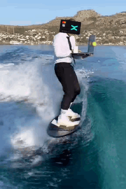 Man Working Surfing Wave GIF