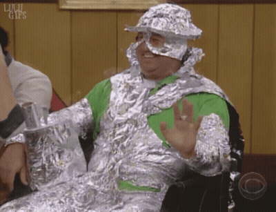 Man Wrapped In Aluminum Foil With Hat GIF
