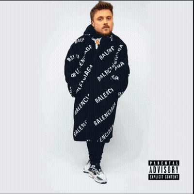 Man Wrapped In Balenciaga Blanket On Parental Advisory Cover GIF