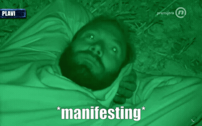 Man Wrapped In Green Blanket Manifesting GIF