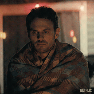 Man Wrapped In Plaid Blanket GIF