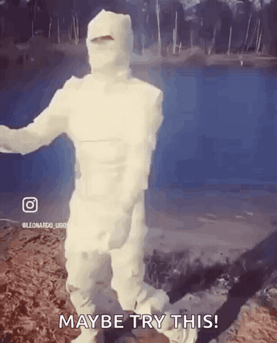 Man Wrapped In Toilet Paper Dancing In Front Of Lake GIF