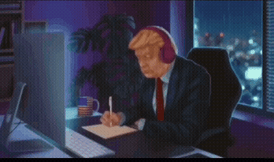 Man Writing at Computer With Headphones