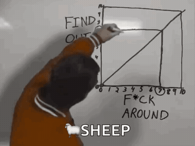 Man Writing Find Out F * Ck Around And Sheep Whiteboard GIF