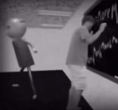 Man Writing Why On Blackboard GIF
