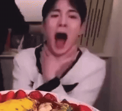 Man Yawning At Plate Of Food GIF