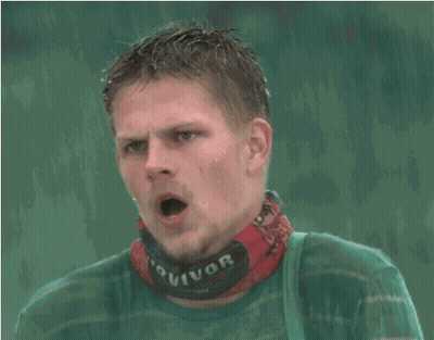 Man Yawning With Survivor Scarf GIF