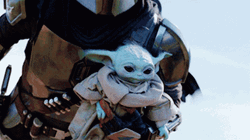 Mandalorian Flying With Baby Yoda GIF