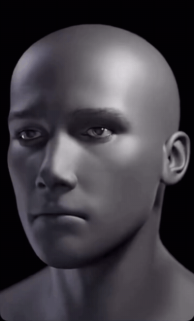 Mannequin Head Against Black Background GIF