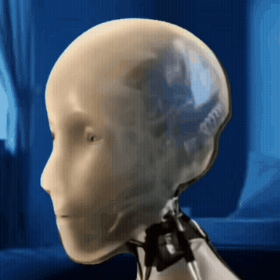 Mannequin Head Blue Background GIF
