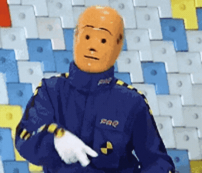 Mannequin In Blue Jacket With FRQ On Pocket GIF