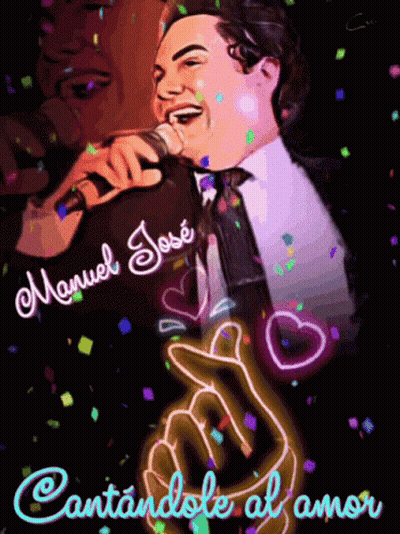 Manuel Jose Poster With Hearts And Confetti GIF