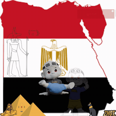Map Of Egypt With Two Cartoon Characters And Word Zhout GIF